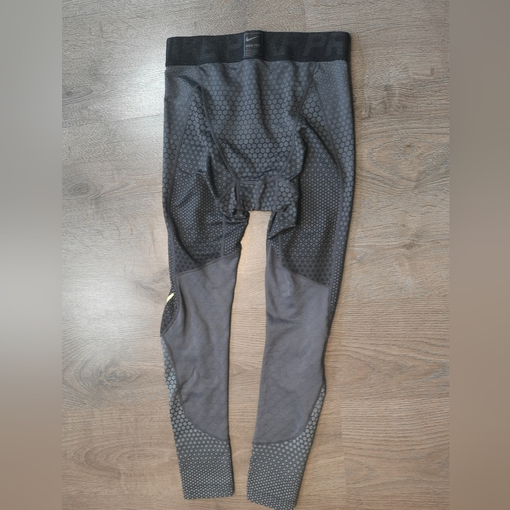 PreOwned Vintage Grey-Yellow Genderless Nike Knit Lycra Jersey Running Leggings - Picture 8 of 10